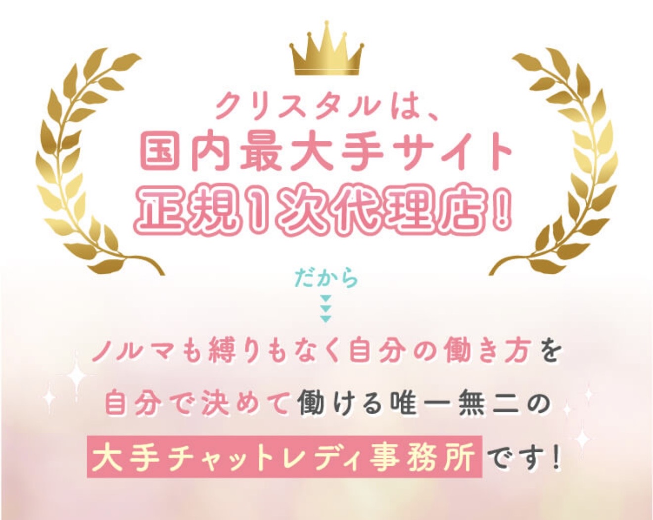 クリスタルは国内最大手サイトの正規1次代理店